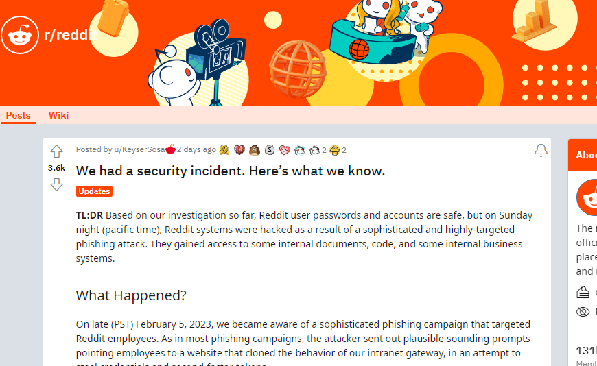 Reddit employees targeted in a phishing attack